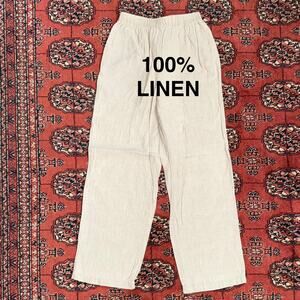 Classiques Entier S 100% Natural Linen Long Rise, Elastic Waist Summer Pants